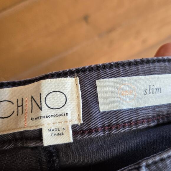 Anthropologie Chino Slim Petite Gray Pant 25P Bottom Zip Button Closure Trouser - Picture 5 of 5